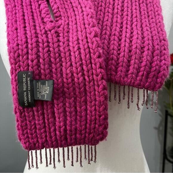 NEW Banana Republic Cashmere Hand knit Sequin Sparkle Colorful Fringe Wrap Scarf - Picture 6 of 12